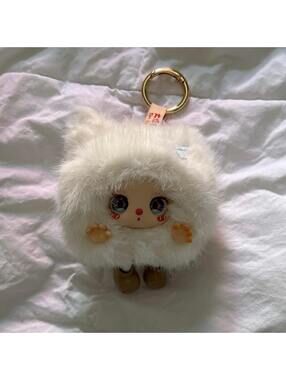 white cute lilias plush keychain
